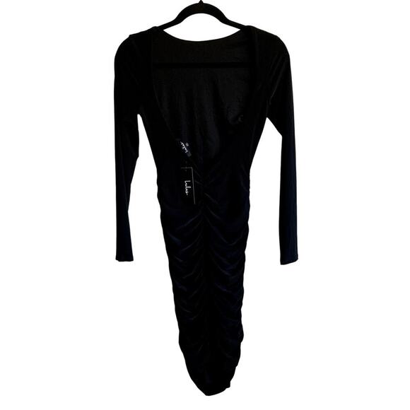Lulus Black Ruched Open Back Long Sleeve Mini Dress Size XS NWT - Picture 7 of 16